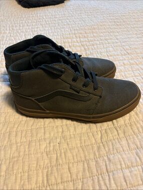 Vans Mid-Top Canvas Sneakers in Olive Green with Gum Sole
